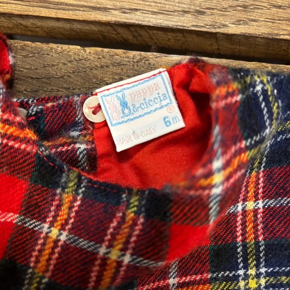 Vintage Pappa & Ciccia Romper 100%‎ Wool Plaid Buttons Size 6 months